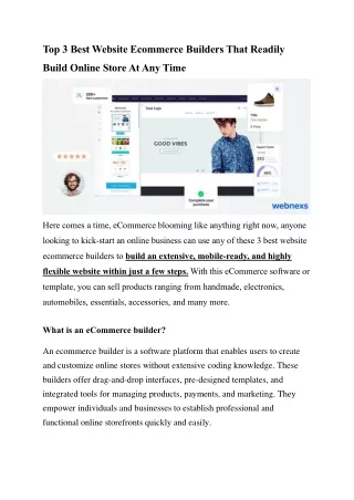 Top 3 Best Website Ecommerce Builders That Readily Build Online Store At Any Time