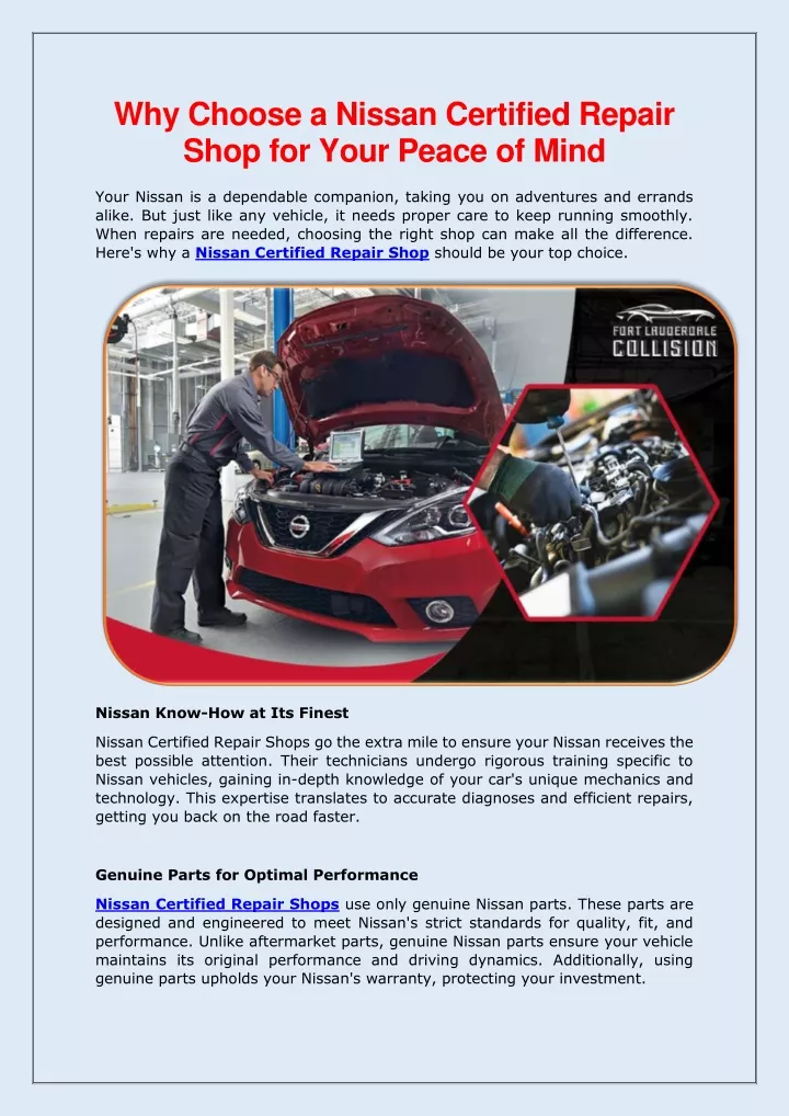 why choose a nissan certified repair shop