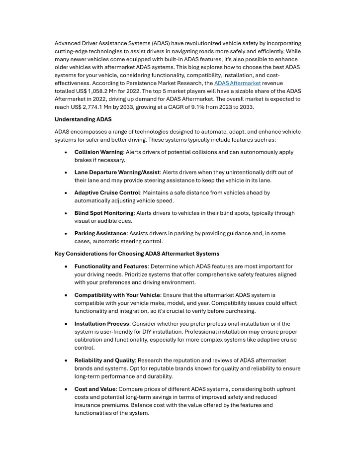 advanced driver assistance systems adas have