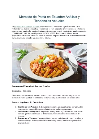 Mercado de Pasta en Ecuador
