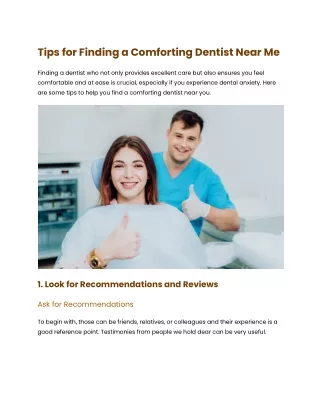 Tips for Finding a Comforting Dentist Near Me