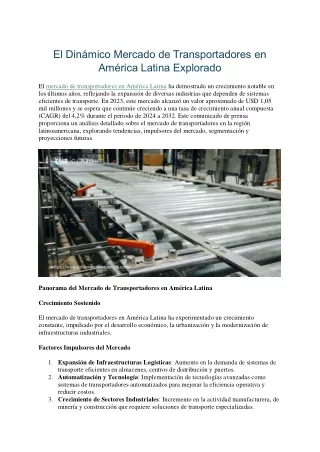Mercado de Transportadores en América Latina