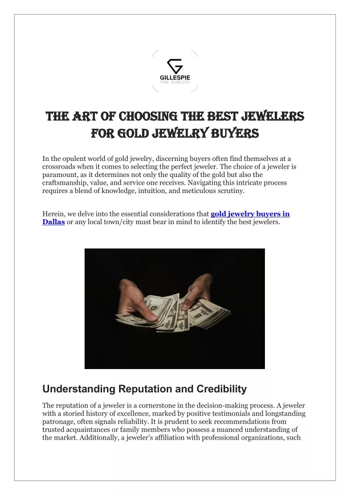 the art of choosing the best jewelers