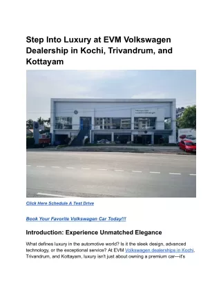 Step Into Luxury at EVM Volkswagen Dealership in Kochi, Trivandrum, and Kottayam