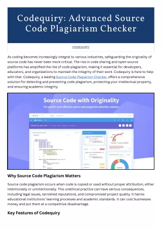 Secure Your Code Codequiry's Advanced Source Code Plagiarism Checker