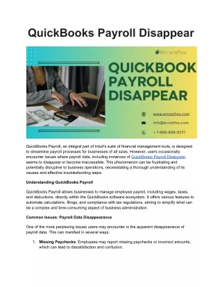 QuickBooks Payroll Disappear