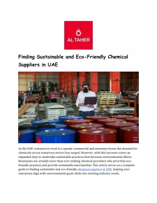 Finding Sustainable and Eco-Friendly Chemical Suppliers in UAE