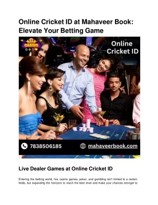 Online Cricket ID at Mahaveer Book_ Elevate Your Betting Game