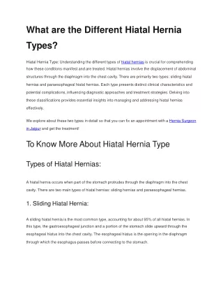 what are the different hiatal hernia types