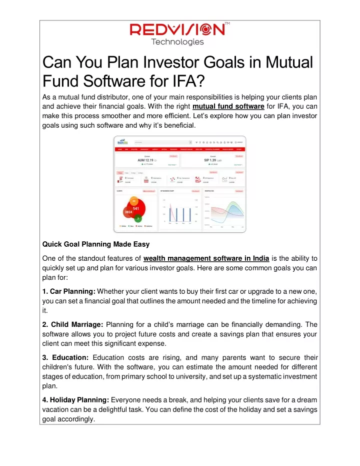 can you plan investor goals in mutual fund