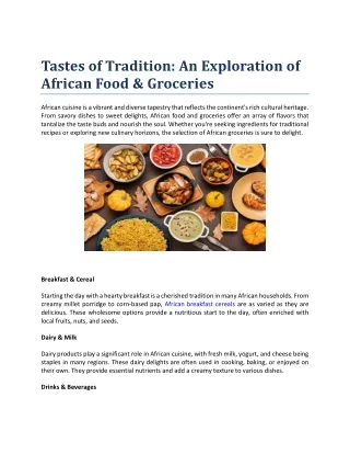 Tastes of Tradition An Exploration of African Food & Groceries