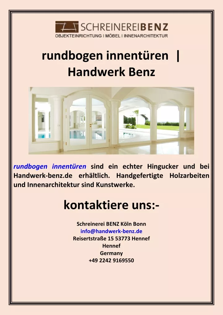 rundbogen innent ren handwerk benz