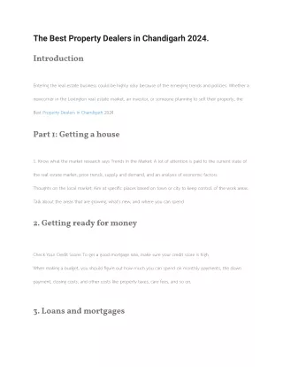The Best Property Dealers in Chandigarh 2024