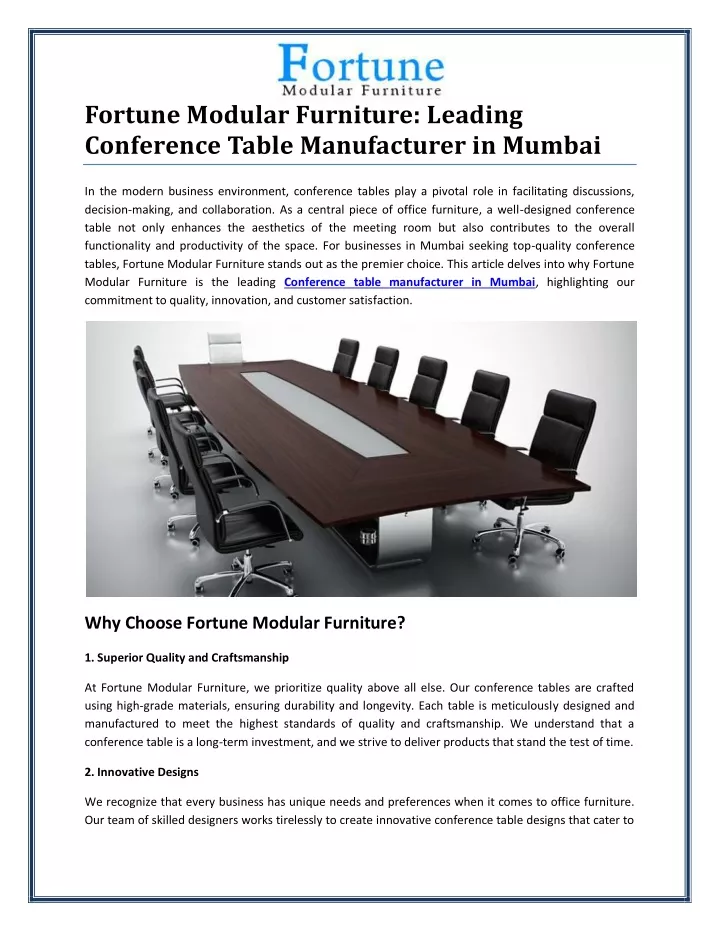 fortune modular furniture leading conference