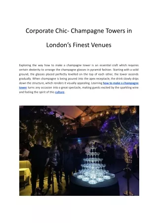 Corporate Chic- Champagne Towers in London’s Finest Venues