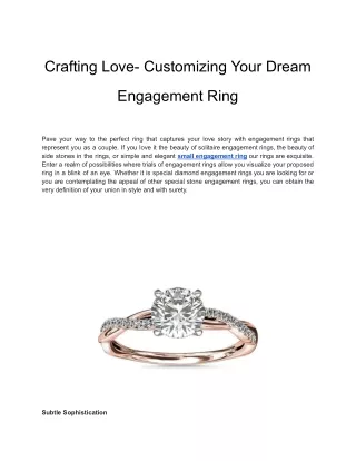 Crafting Love- Customizing Your Dream Engagement Ring