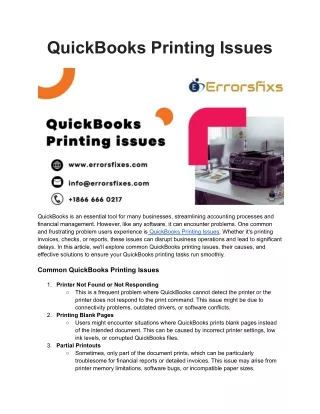 QuickBooks Printing Issues
