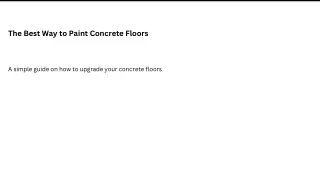 The Best Way to Paint Concrete Floors