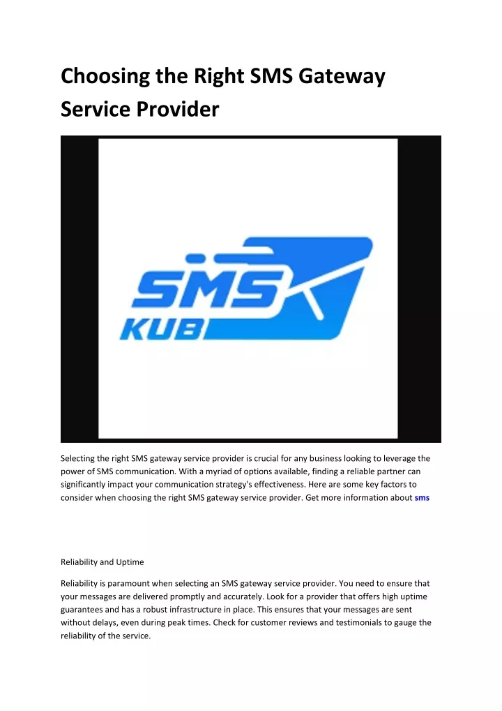 choosing the right sms gateway service provider