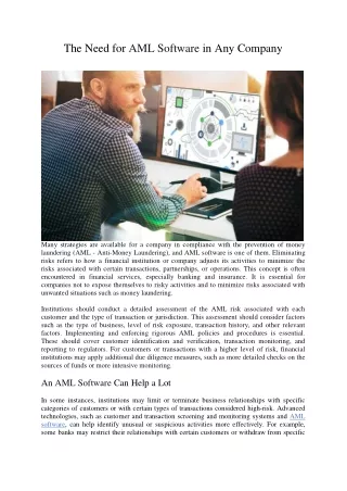 the need for aml software in any company