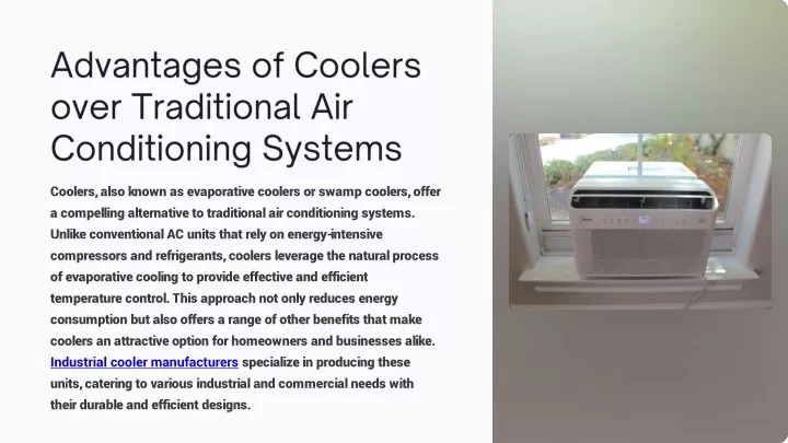 advantages of coolers over traditional