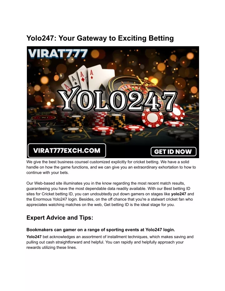 yolo247 your gateway to exciting betting