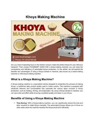 Khoya Making Machine