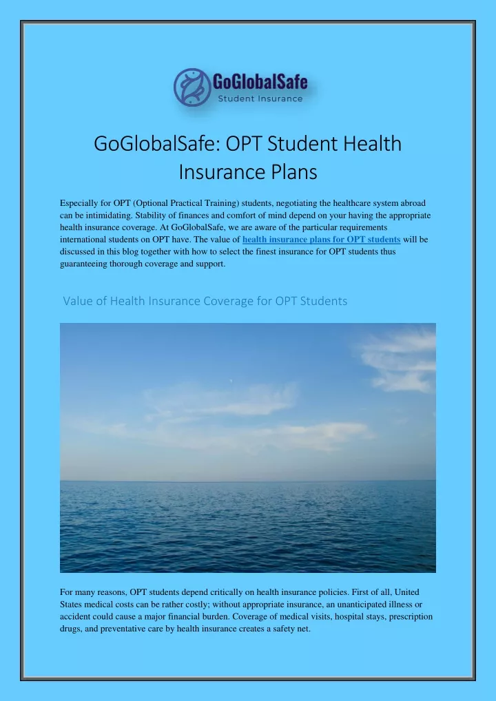 goglobalsafe opt student health insurance plans