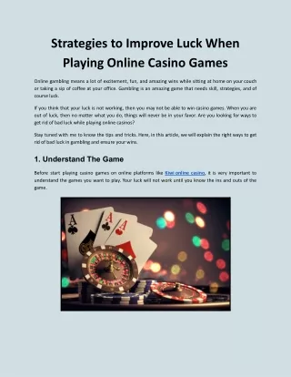strategies to improve luck when playing online
