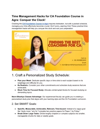 Time Management Hacks for CA Foundation Aspirants in Agra_ Conquer the Clock!