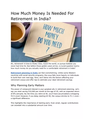 How Much Money Is Needed For Retirement