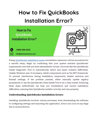 How to Fix QuickBooks Installation Error