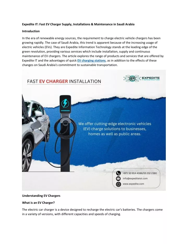 expedite it fast ev charger supply installations