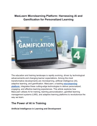 MaxLearn Microlearning Platform_ Harnessing AI and Gamification for Personalized Learning