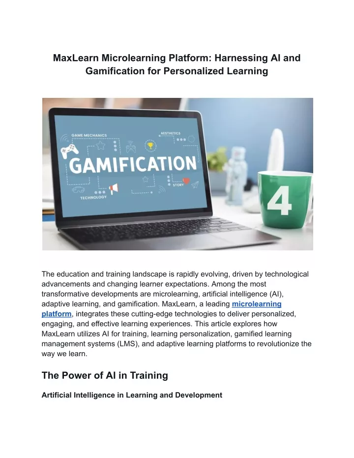 PPT - MaxLearn Microlearning Platform_ Harnessing AI and Gamification ...