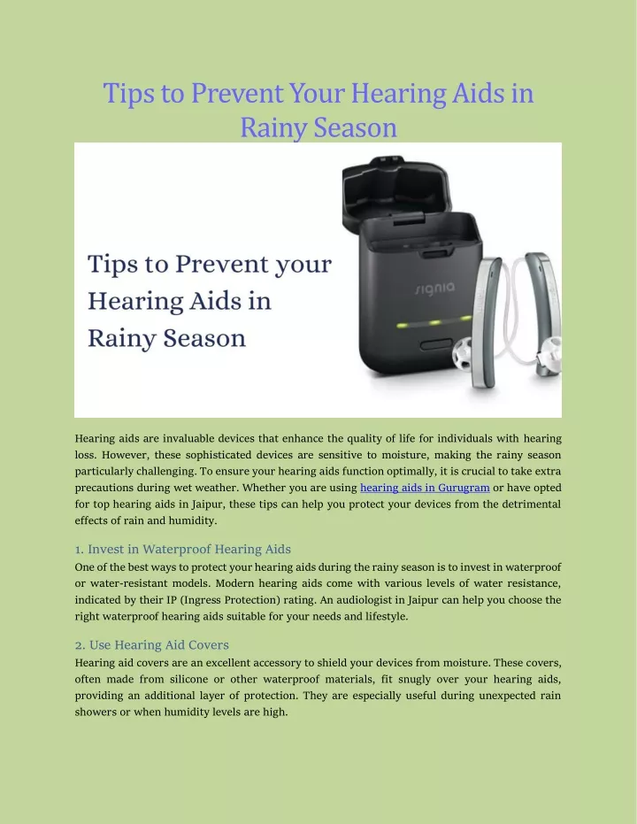 tips to prevent your hearing aids in rainy season