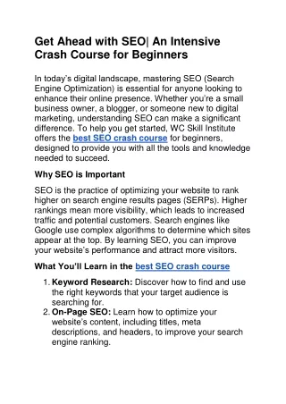 Get Ahead with SEO| An Intensive Crash Course for Beginners