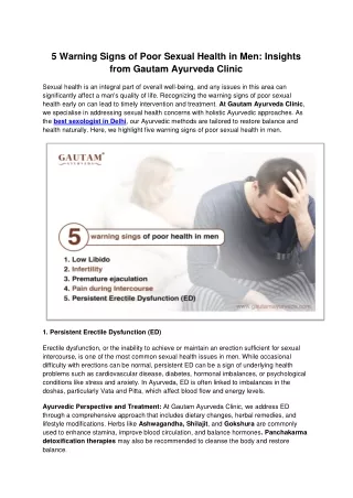 5 Warning Signs of Poor Sexual Health in Men: Insights from Gautam Ayurveda