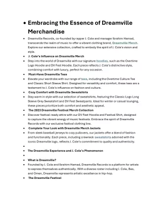 Embracing the Essence of Dreamville Merchandise