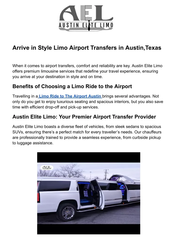 arrive in style limo airport transfers in austin