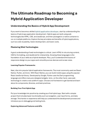 The Ultimate Roadmap to Becoming a Hybrid Application Developer