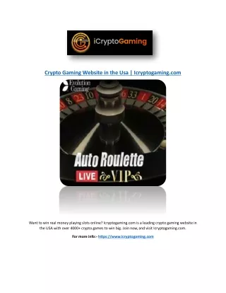 Crypto Gaming Website in the Usa | Icryptogaming.com