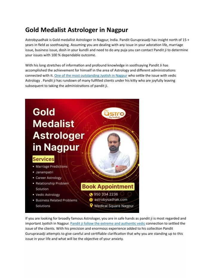 gold medalist astrologer in nagpur