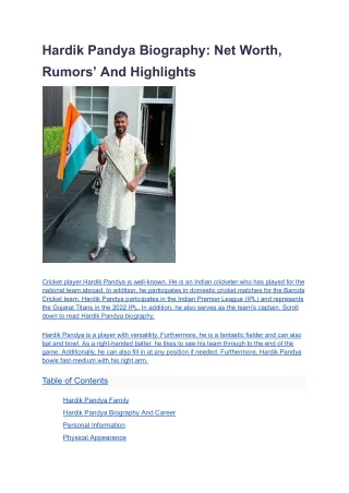 Hardik Pandya Biography: Net Worth, Rumors’ And Highlights