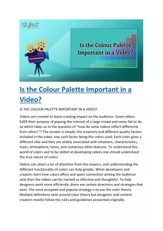 Is the Colour Palette Important in a Video - Stylus UAE