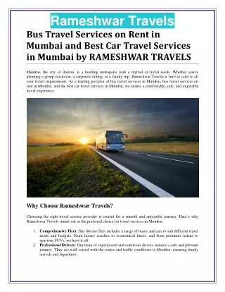 rameshwar travels bus travel services on rent