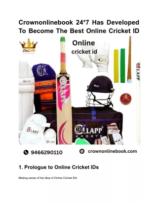 Crownonlinebook 24*7 Has Developed To Become The Best Online Cricket ID