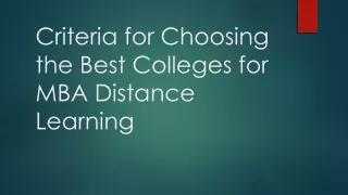 criteria for choosing the best colleges for mba distance learning