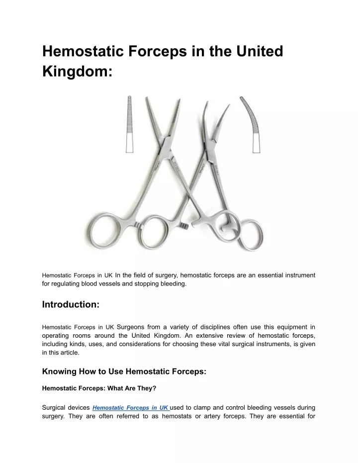 hemostatic forceps in the united kingdom