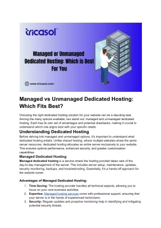 Managed or Unmanaged Hosting: Which Fits Best?